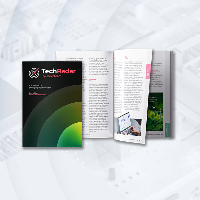 Techradar by Devoteam: a book with emerging technologies.