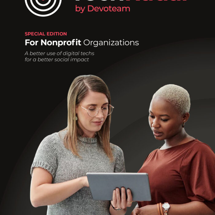 TechRadar by Devoteam for Non Profits publication cover: two women looking at a tablet together.