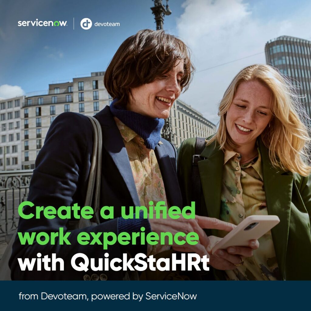 Cree una experiencia de trabajo unificada con QuickStaHRt de Devoteam, impulsado por ServiceNow