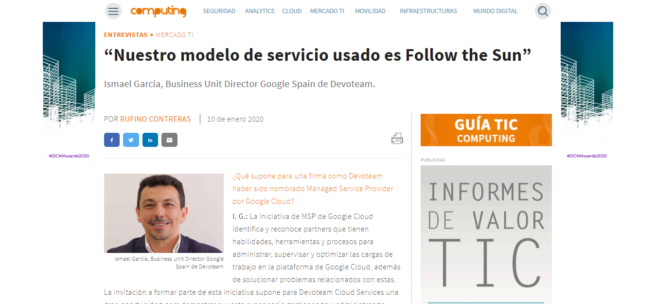 Devoteam es nombrado Managed Service Provider por Google