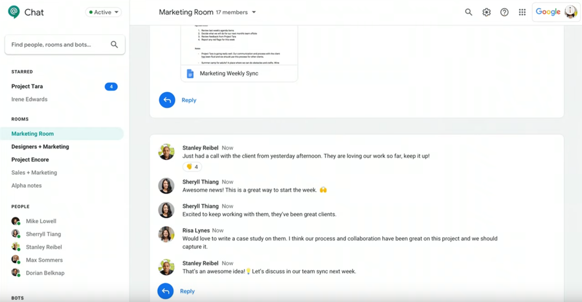 Hangouts Chat announcement Google Next '19