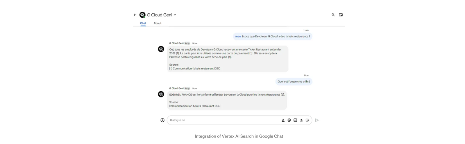 Integration of Vertex AI Search in Google Chat