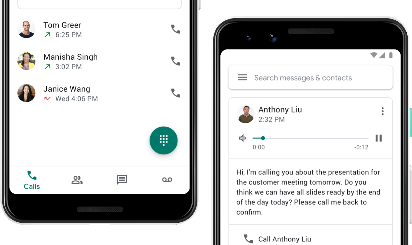 Google Voice Text Transcript