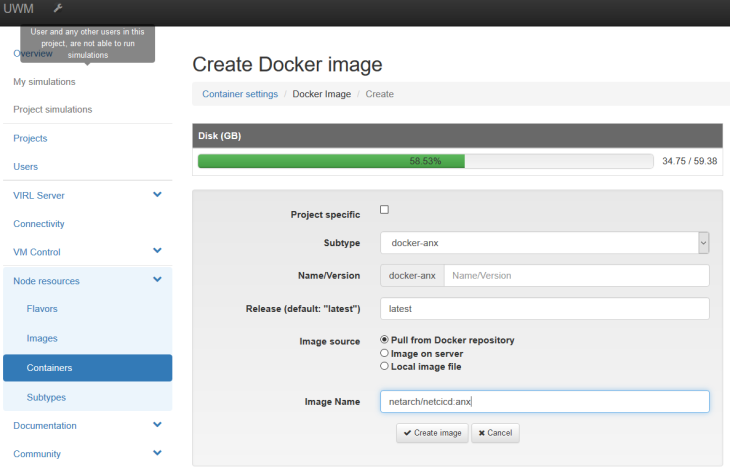 VIRL add ANX container