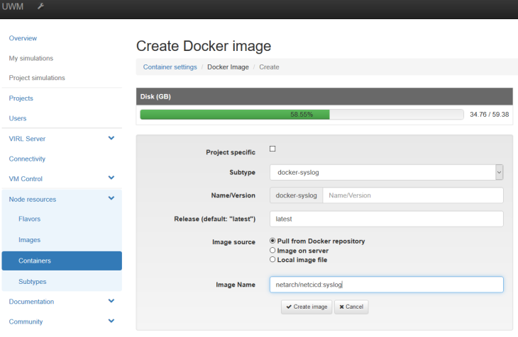 VIRL add syslog container