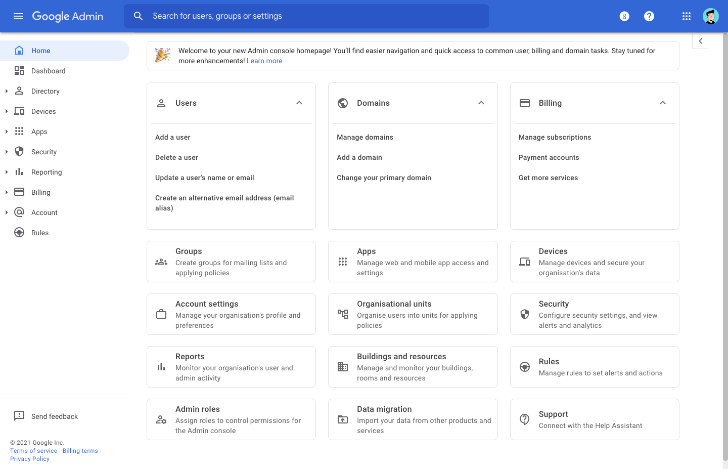 screenshot admin console