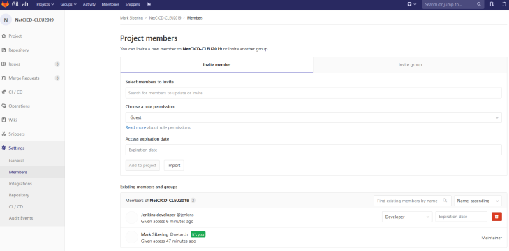 gitlab repo members